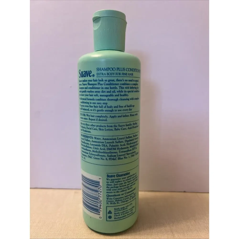 SUAVE Shampoo + Conditioner Normal - Dry Fine Hair 12oz 2 In 1 Prop Helene USA